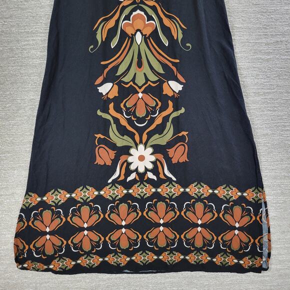 MSK Halter Maxi Dress Womens S Black Floral Tie Band Neck Vacation Summer Boho - Picture 13 of 16